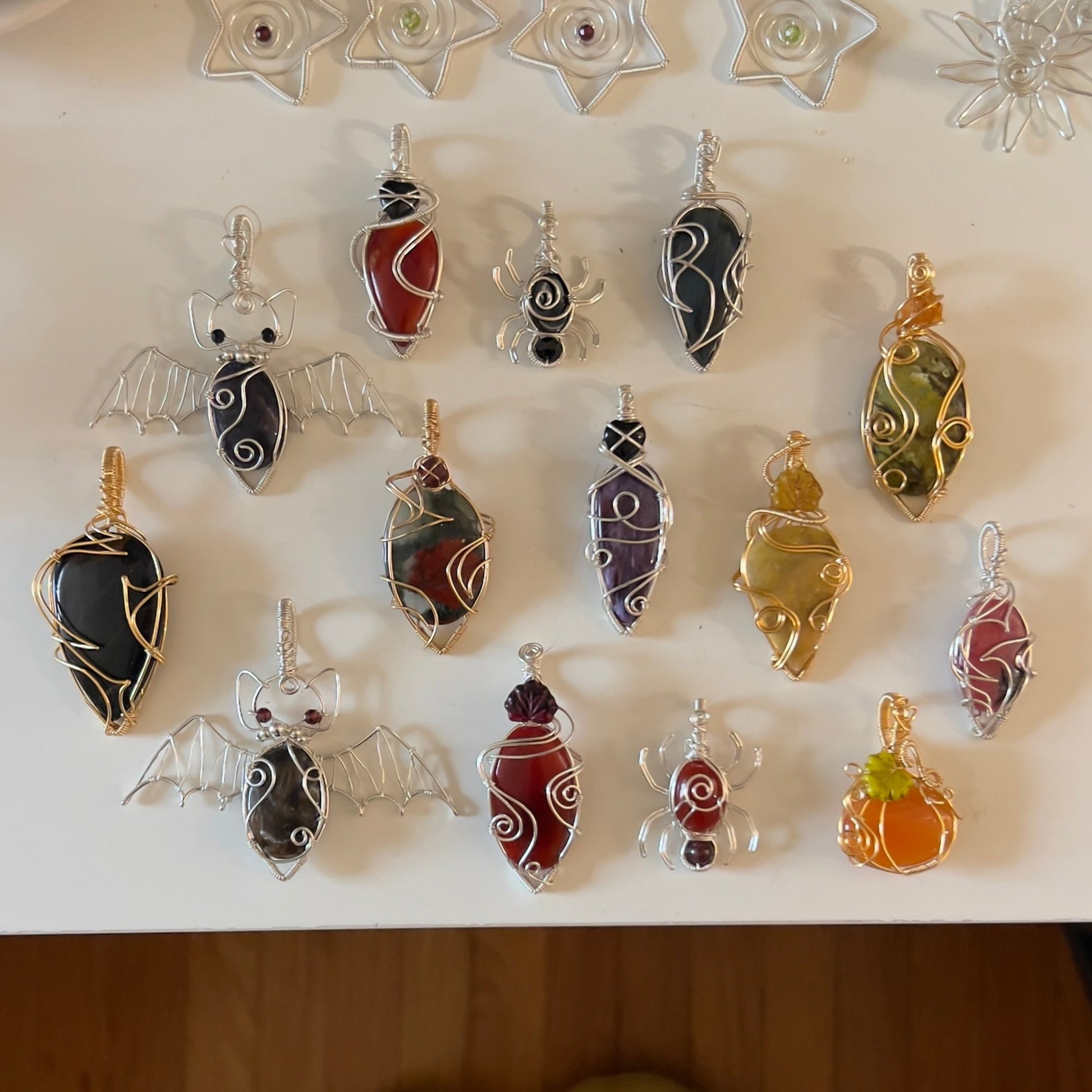 14k GOLD FILLED Bloodstone + Garnet Spiky Pendant