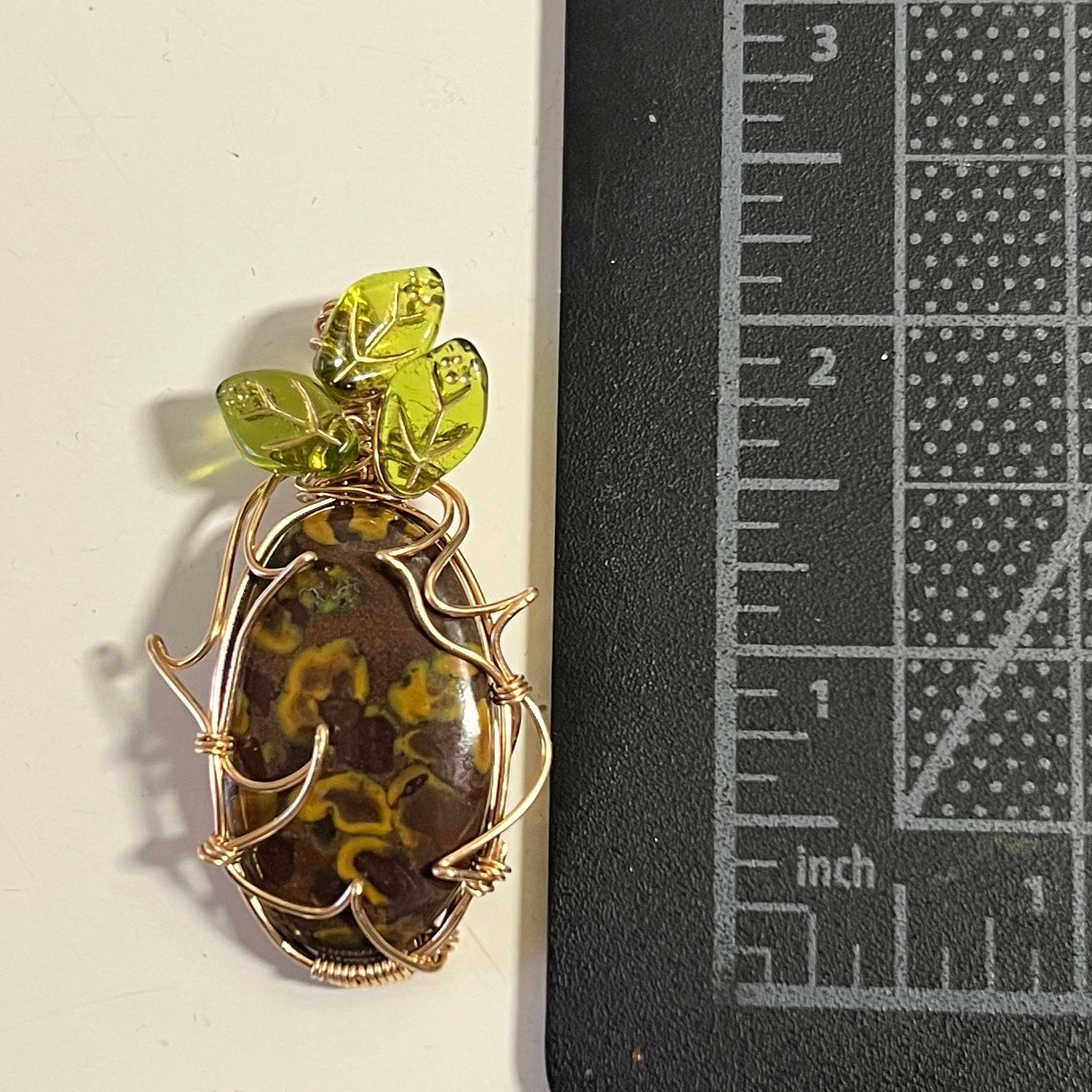 Fruit Jasper Pineapple Pendant (14k GOLD FILLED)