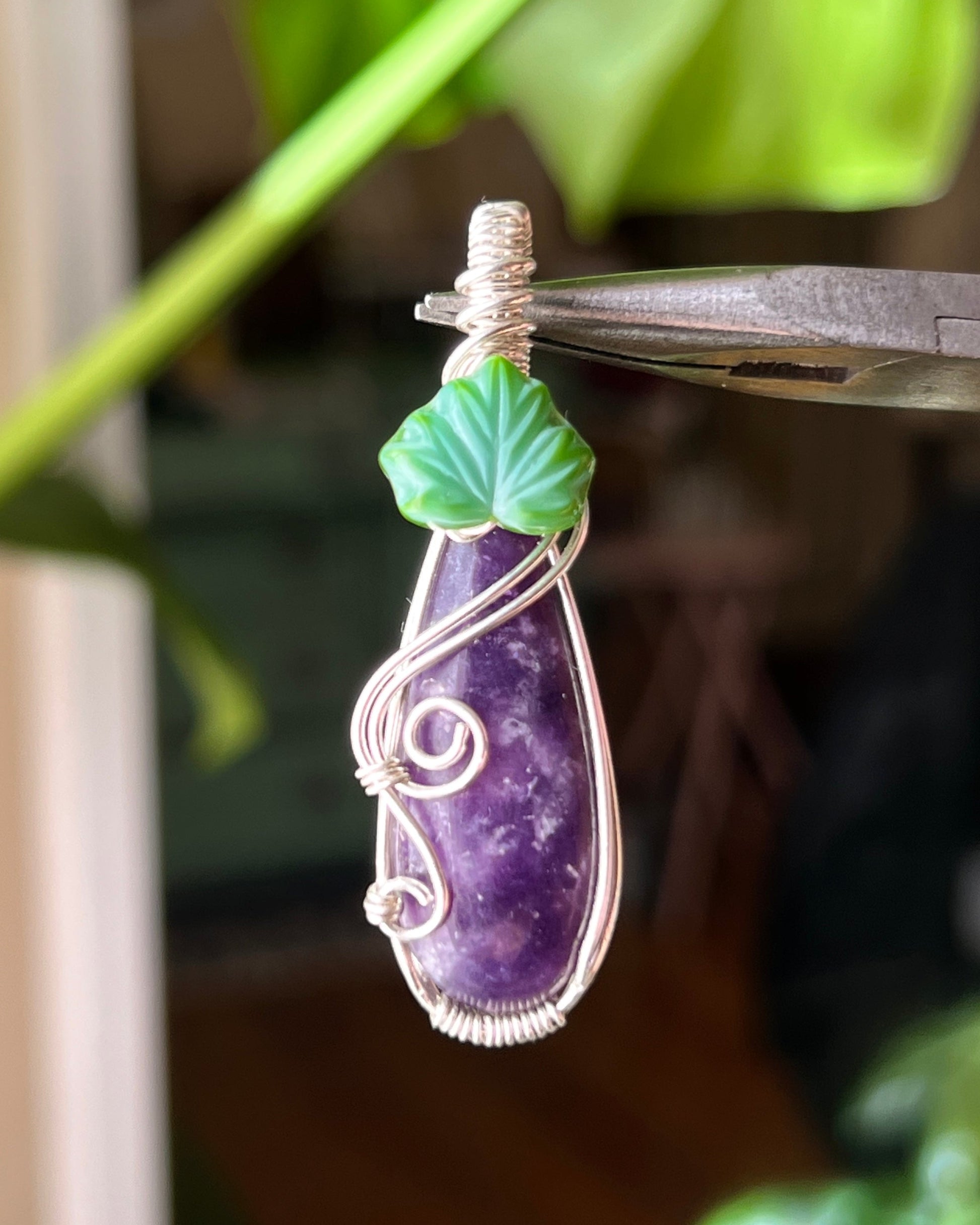 Lepidolite Eggplant Pendant (STERLING SILVER)