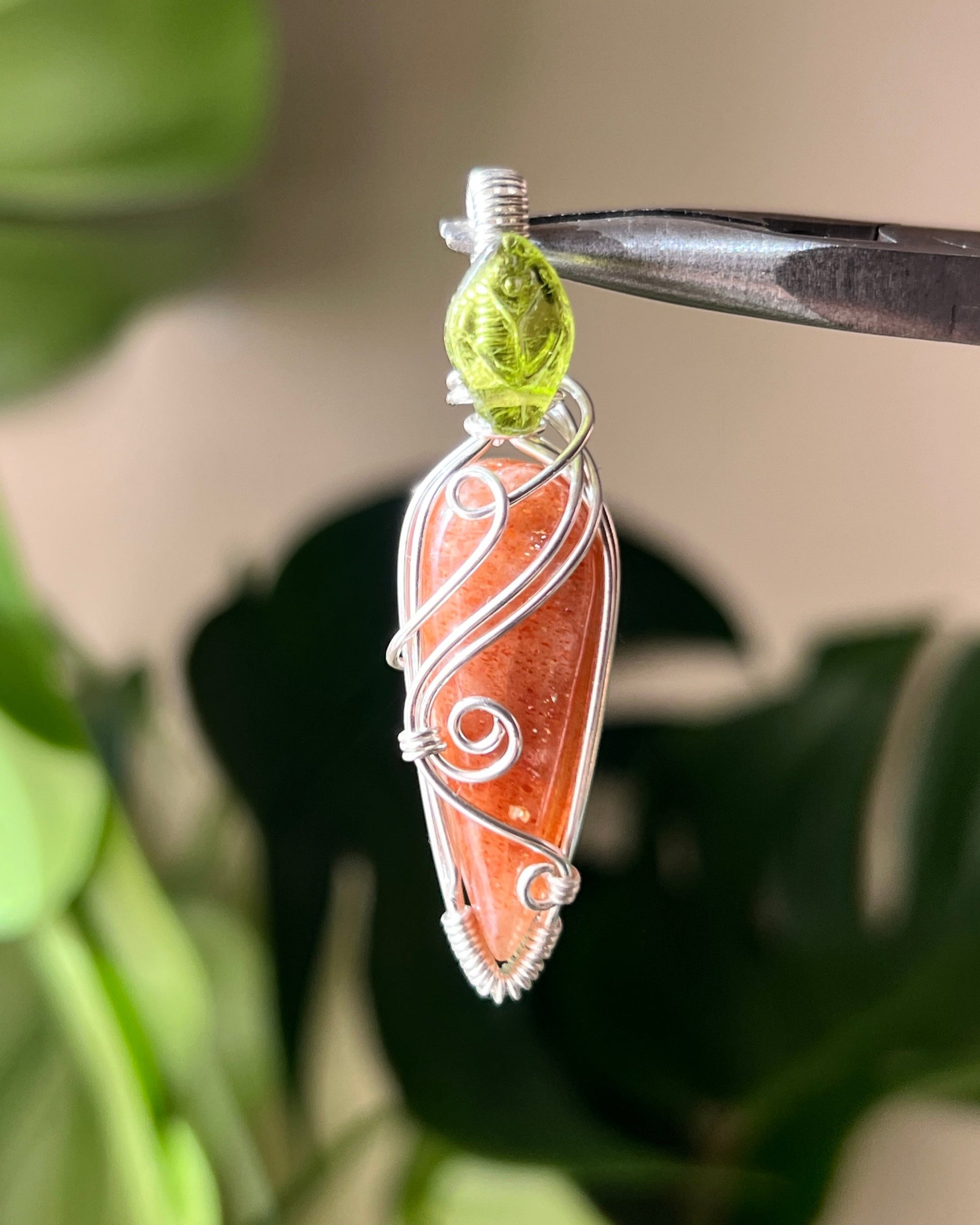 Sunstone Carrot Pendant (STERLING SILVER)