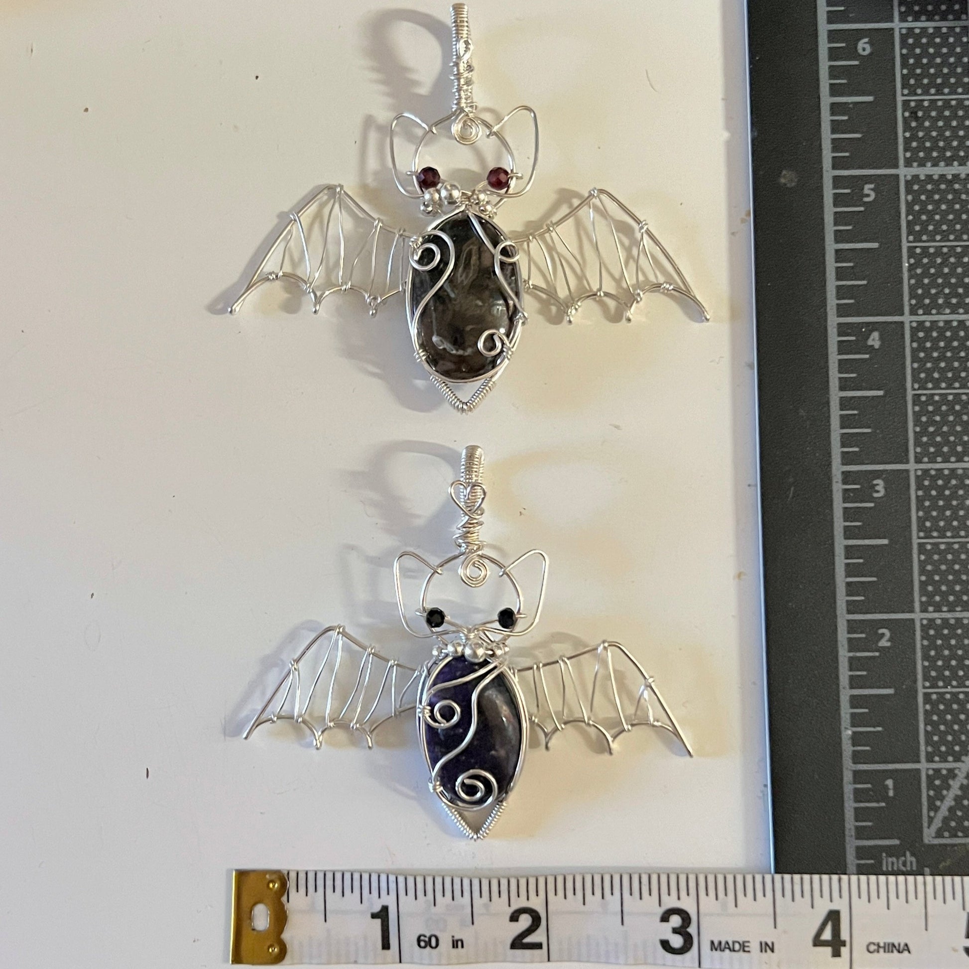 STERLING SILVER King Cobra Jasper Bat Pendant