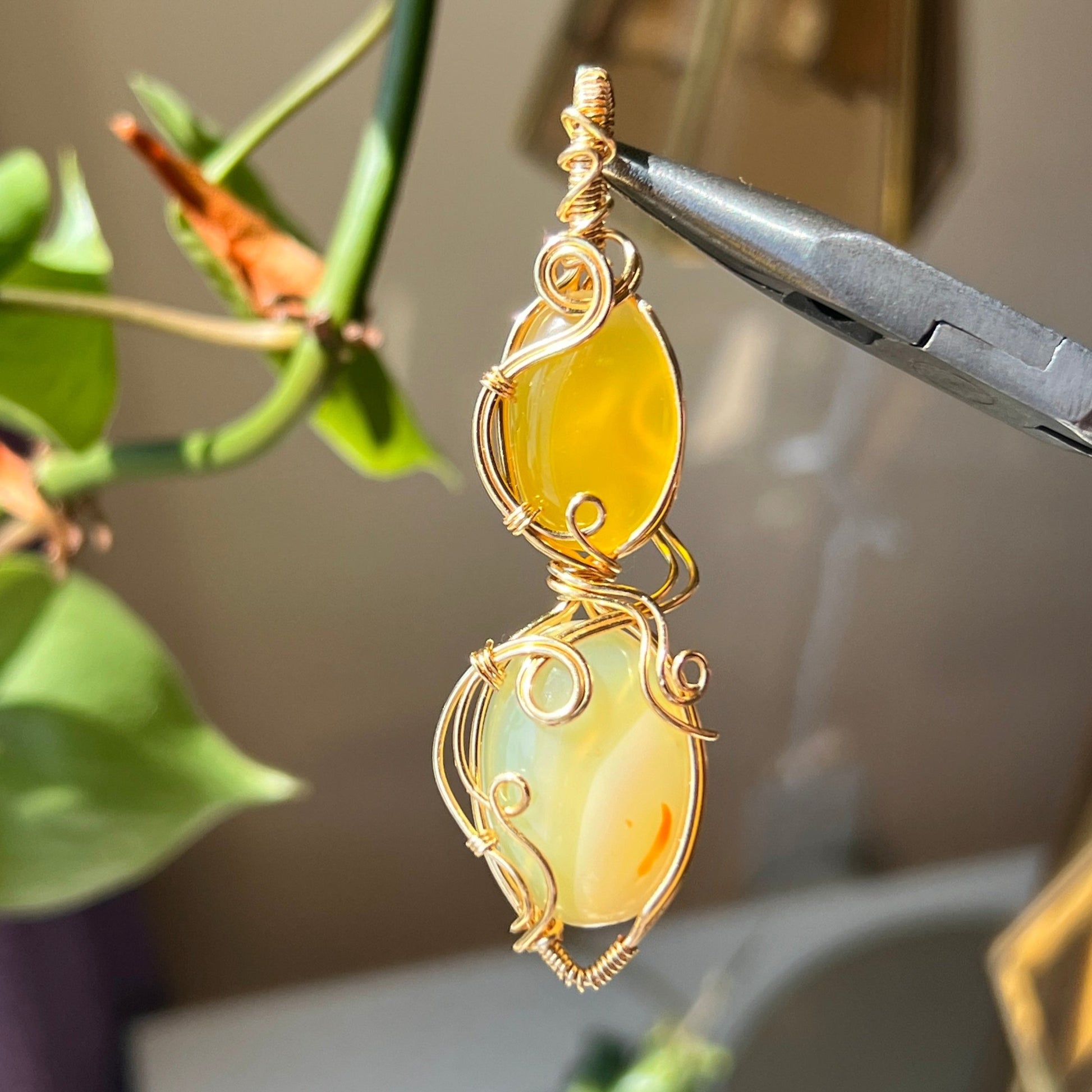 Double Yellow Carnelian Necklace
