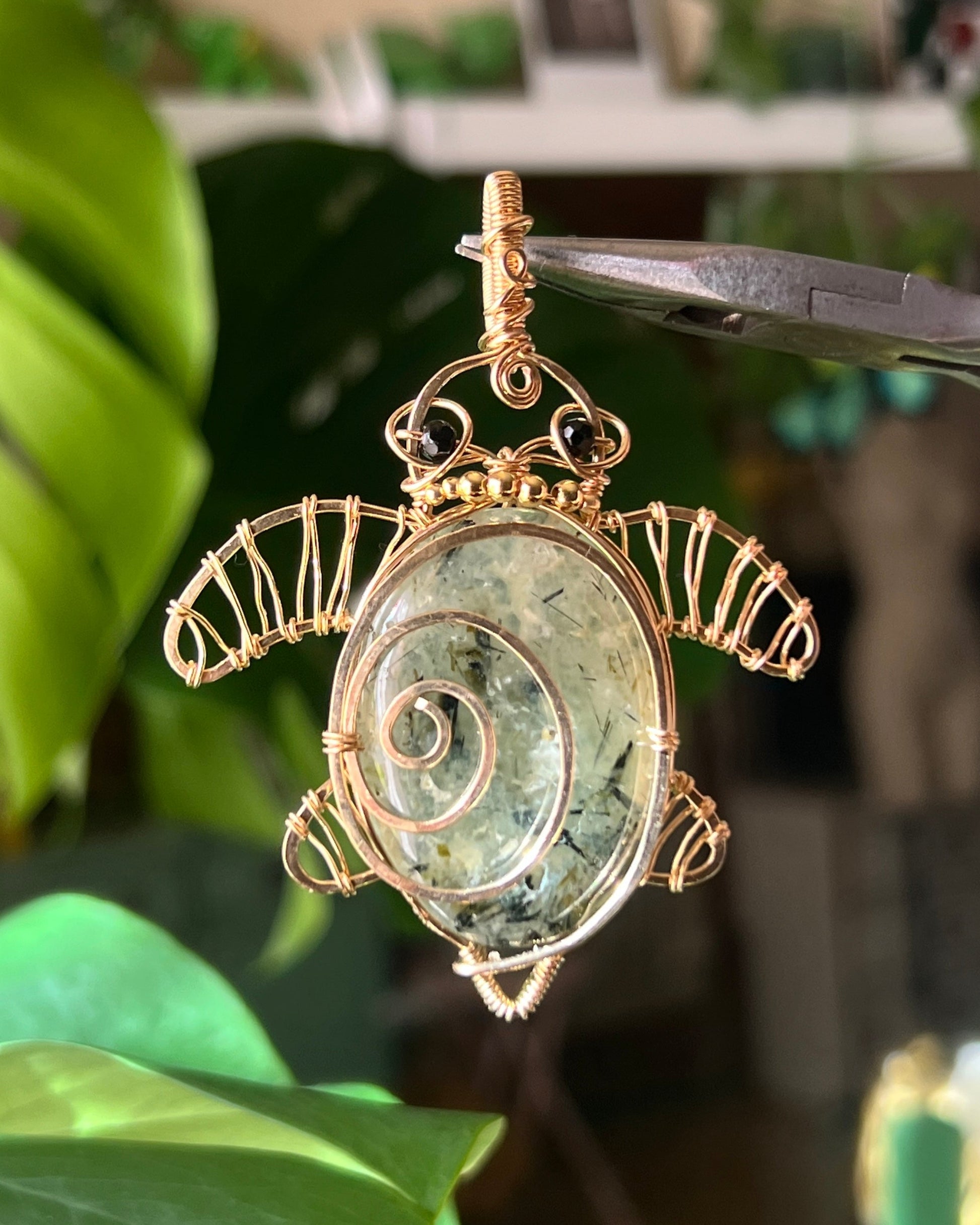 Prehnite Turtle (14k GOLD FILLED)