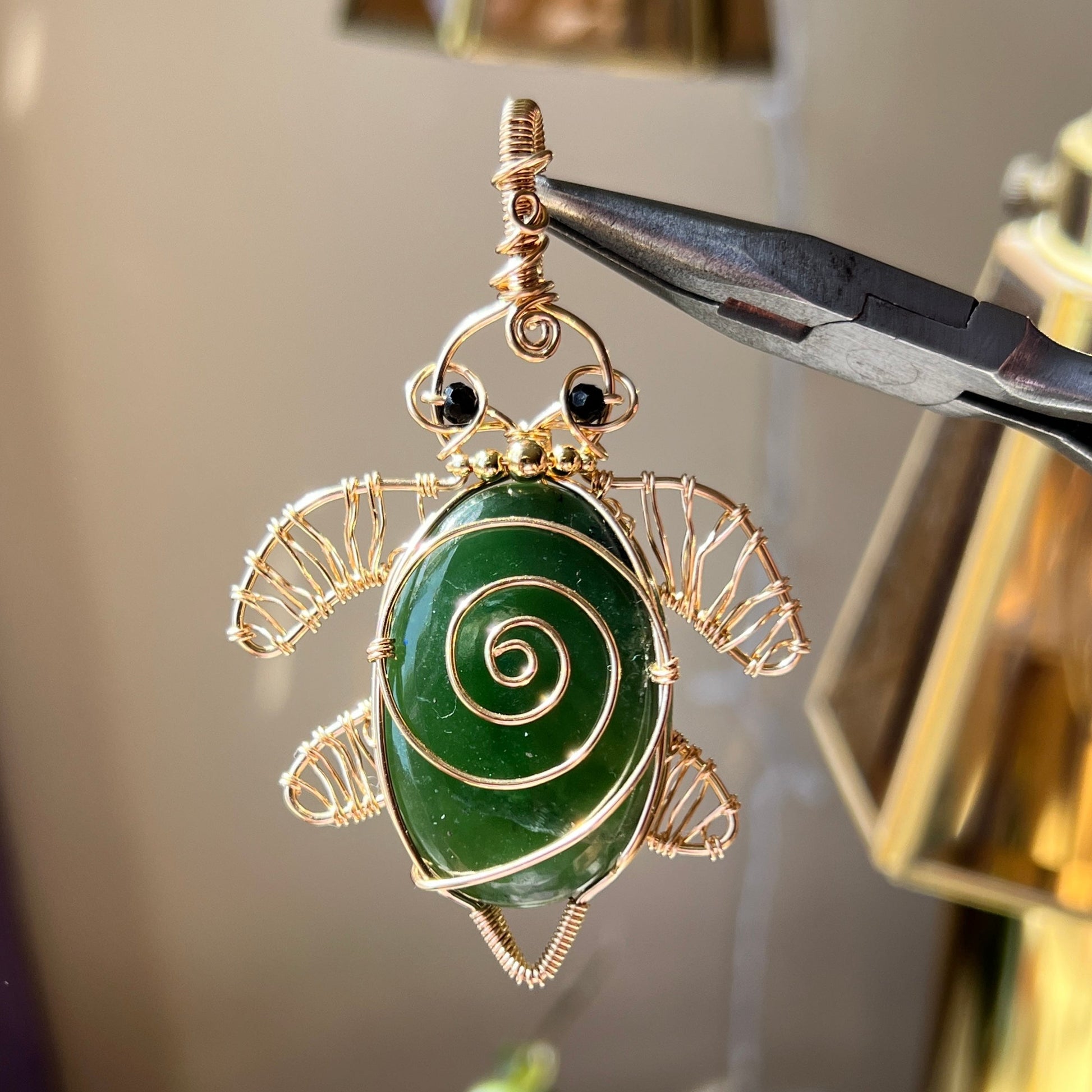 New Zealand Jade Turtle (14k GOLD FILLED)