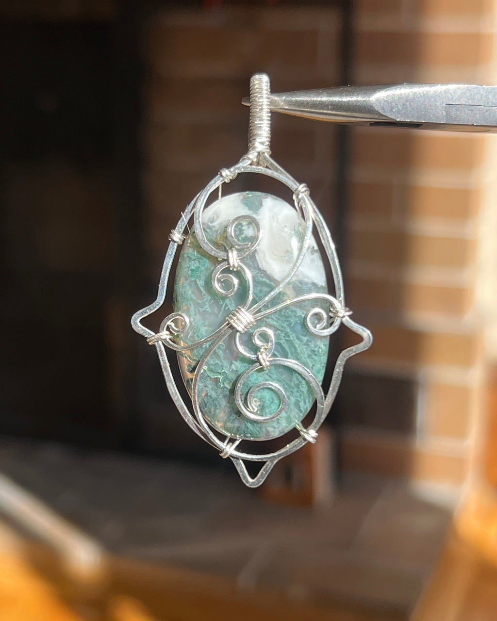 Floating Moss Agate Pendant