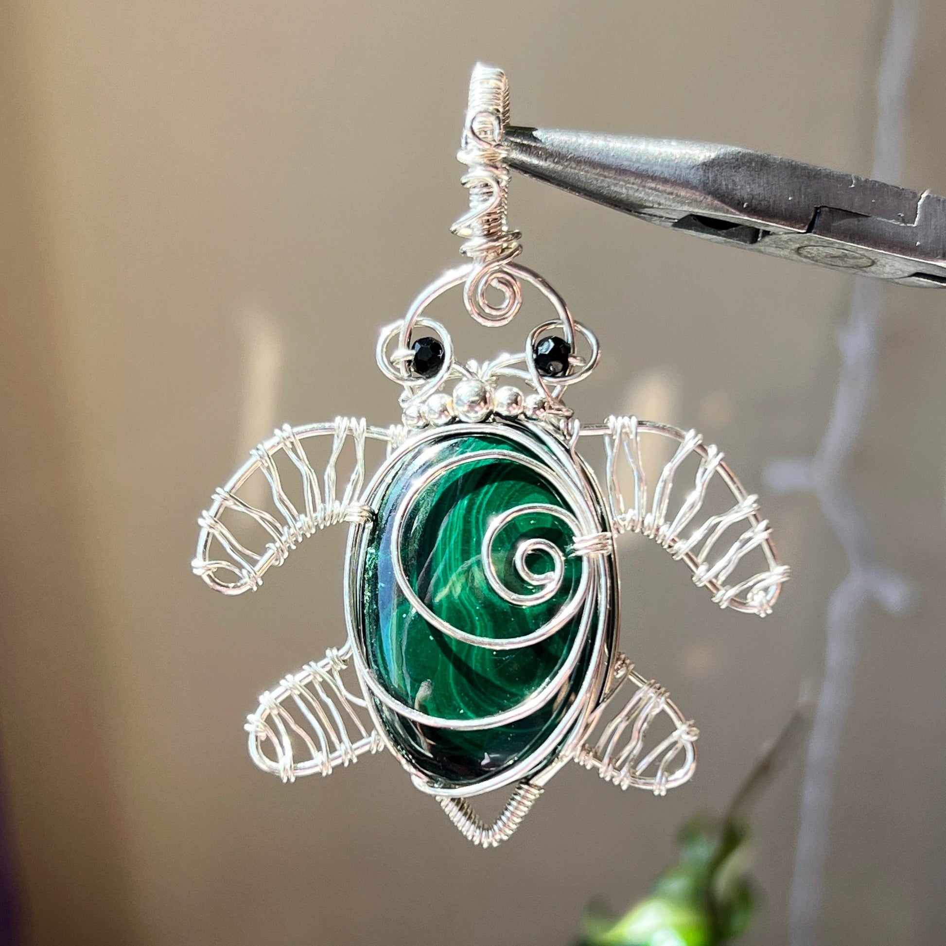 Malachite Turtle (STERLING SILVER)