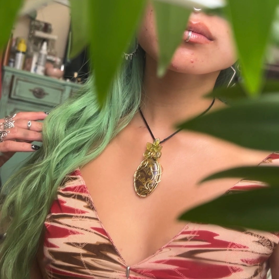 Fruit Jasper Pineapple Pendant