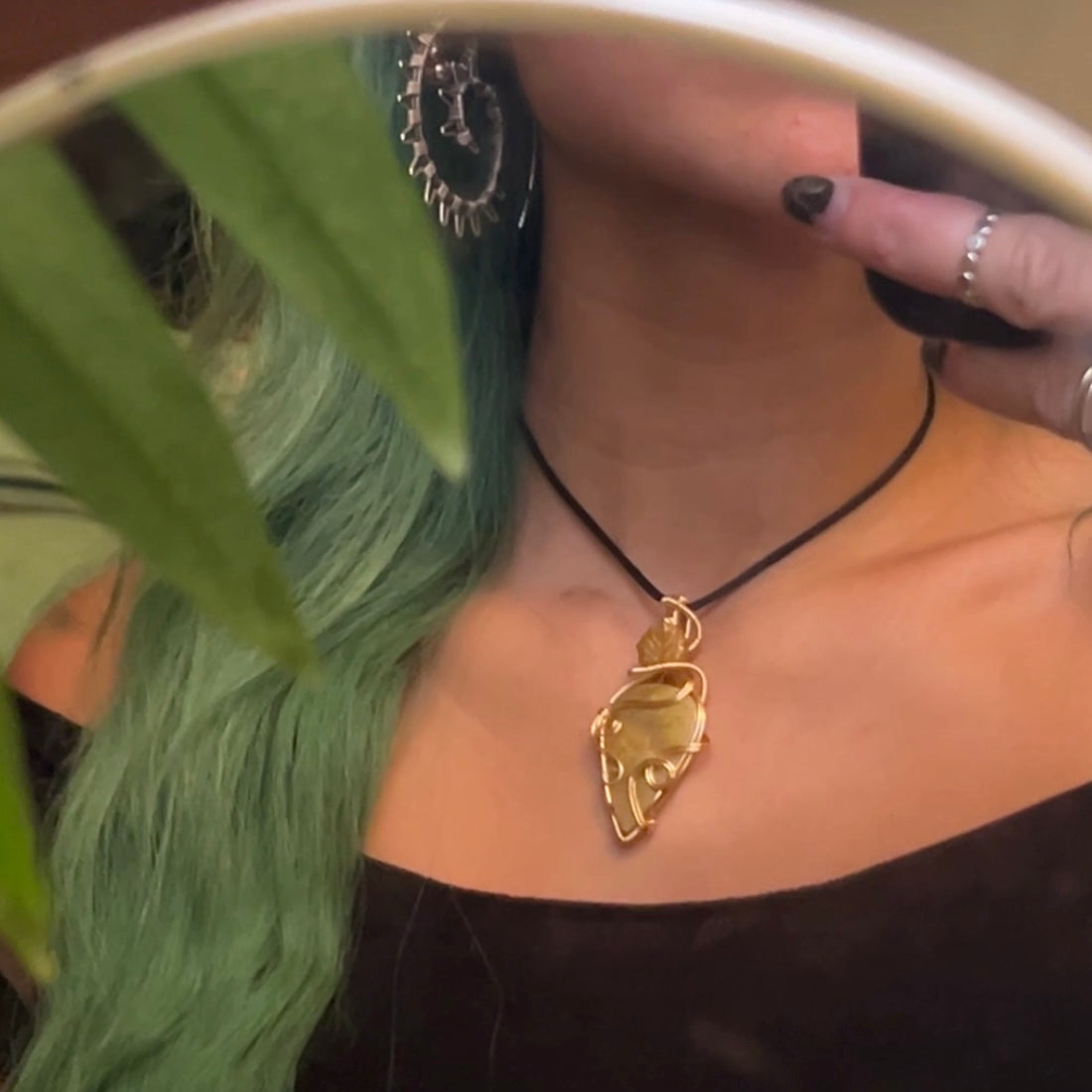 Yellow Jasper Leaf Pendant