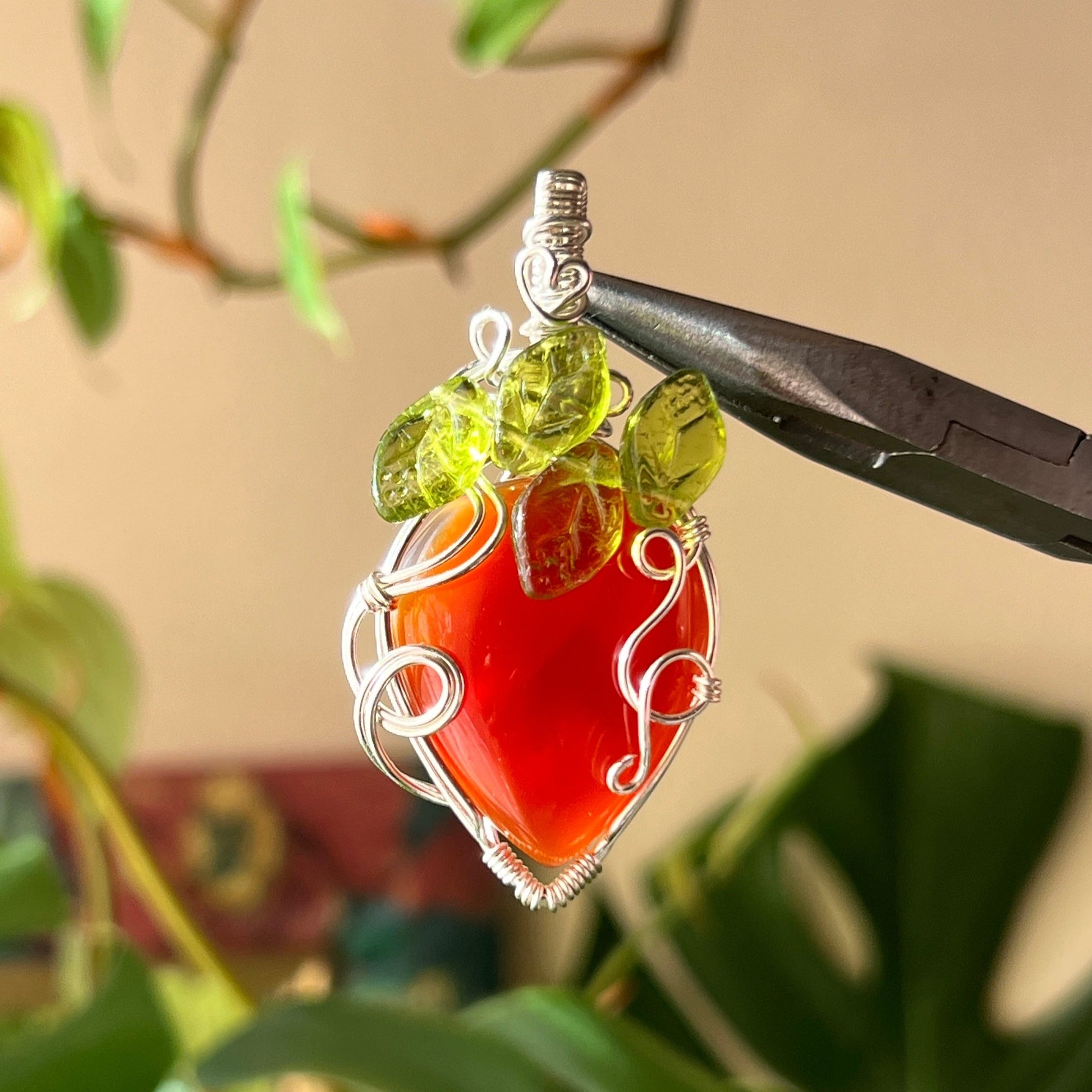 Carnelian Strawberry Pendant