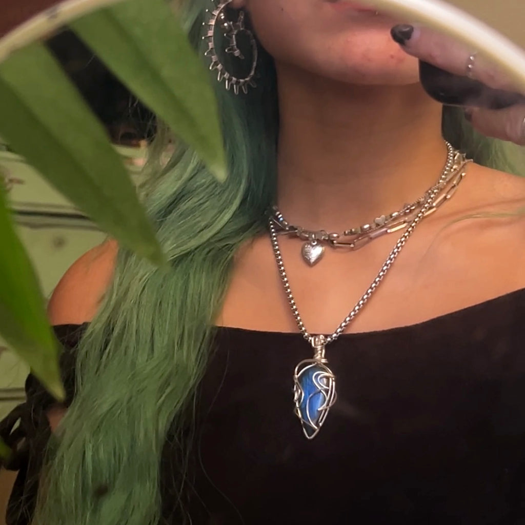 STERLING SILVER Labradorite Spiky Pendant
