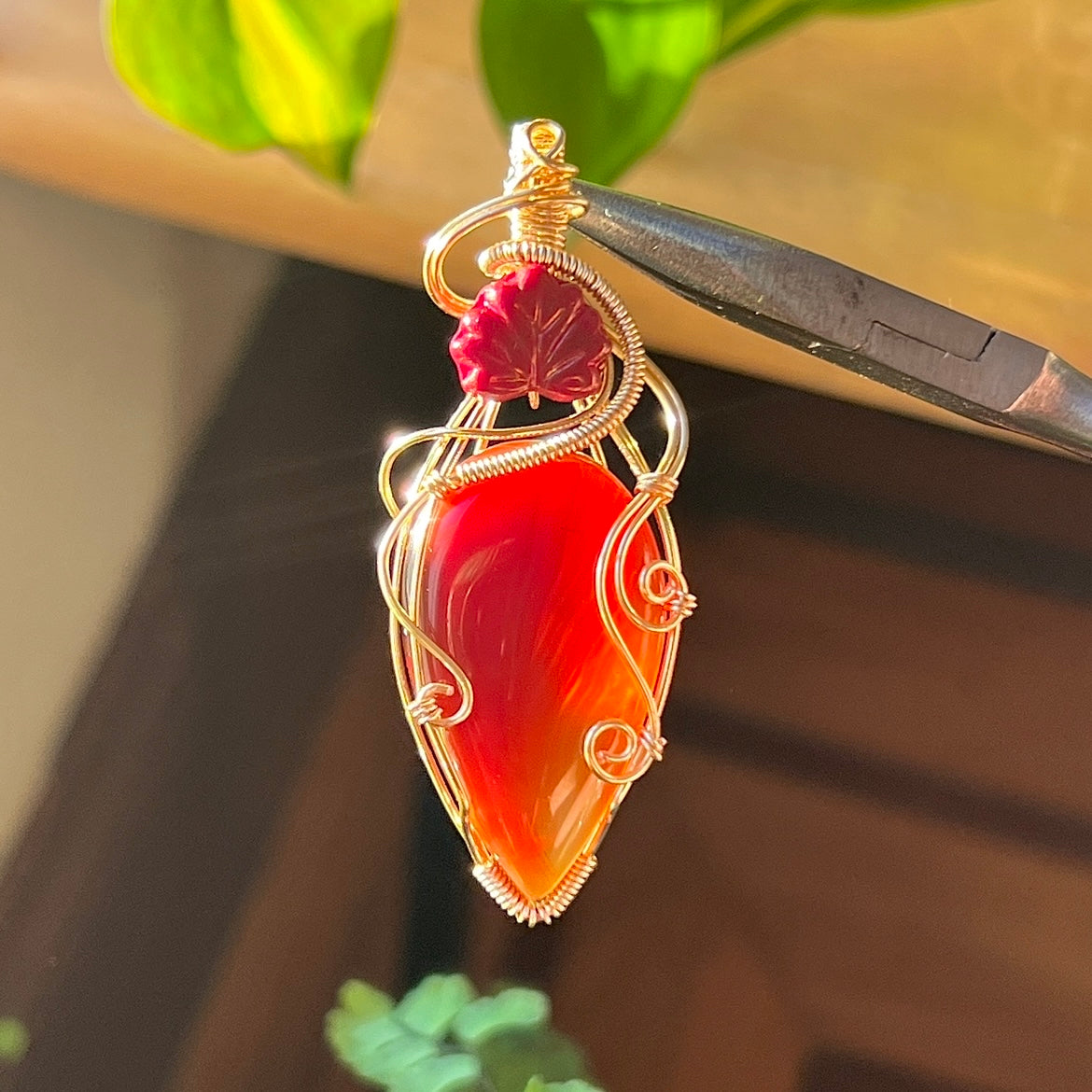 Autumn Leaf Carnelian Necklace