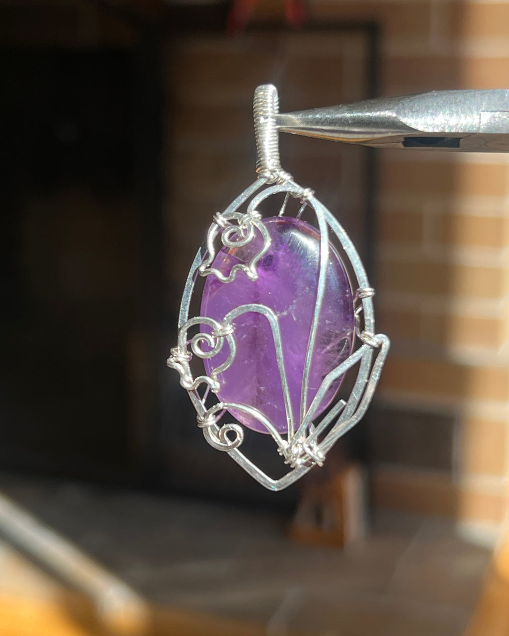 Floating Amethyst Lily of the Valley Pendant