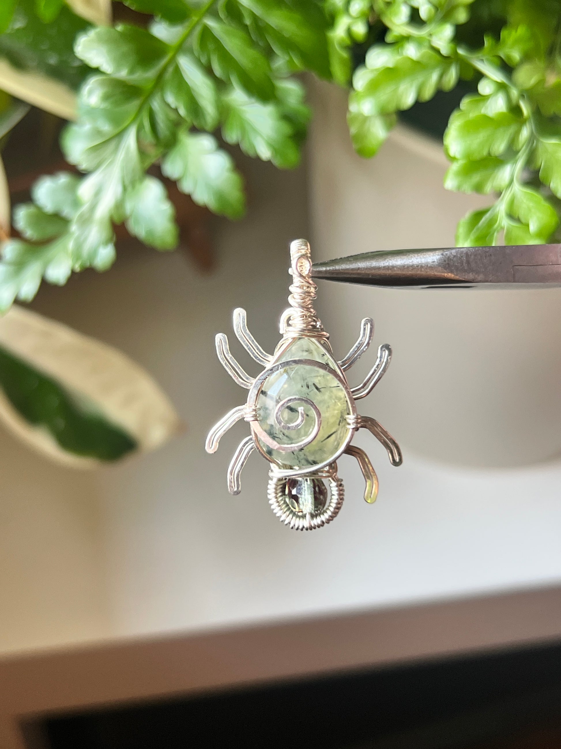 Prehnite Spider Pendant (STERLING SILVER)
