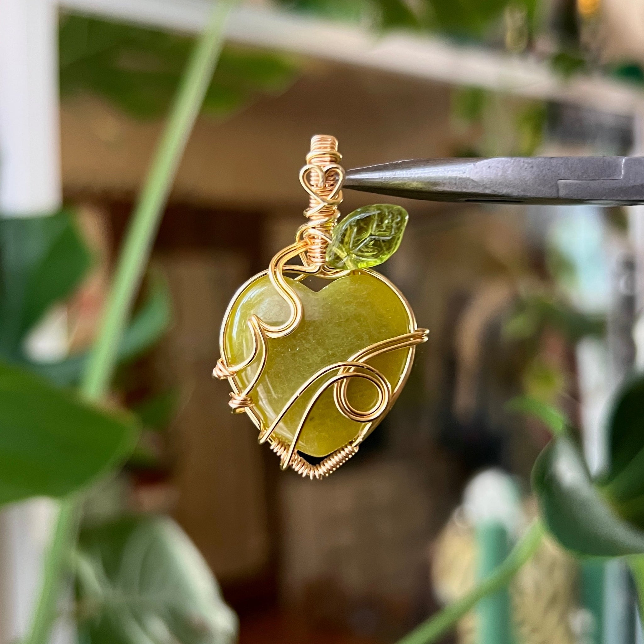 Serpentine Apple Heart Pendant