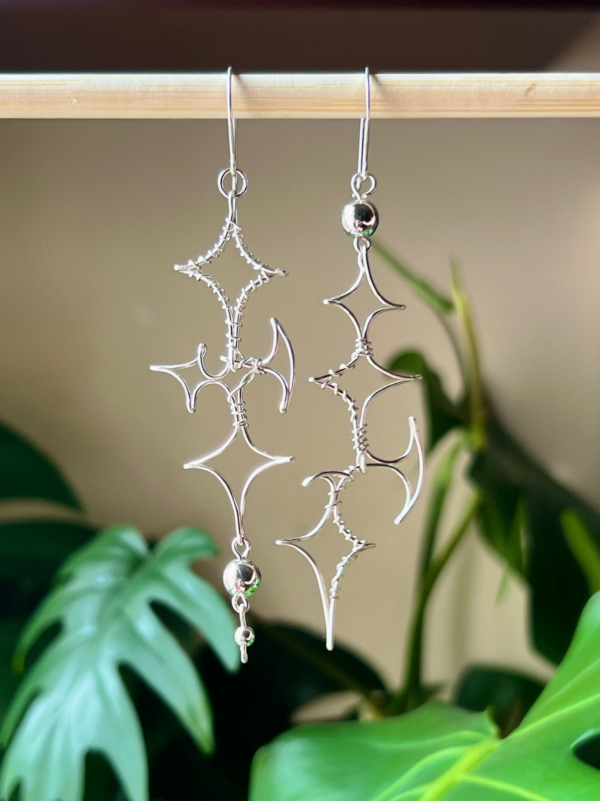 Spacey Asymmetrical Wire Earrings ⟢ ˖°