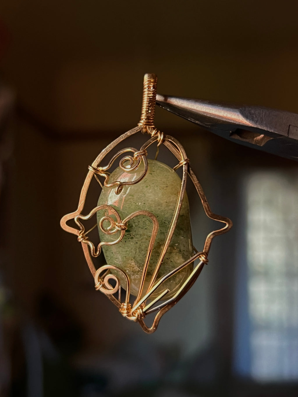 Floating Green Aventurine Lily of the Valley Pendant