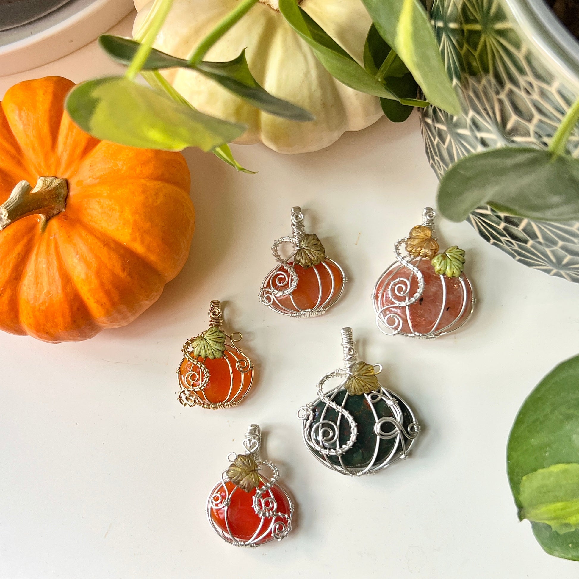 Bloodstone Pumpkin Pendant (STERLING SILVER)