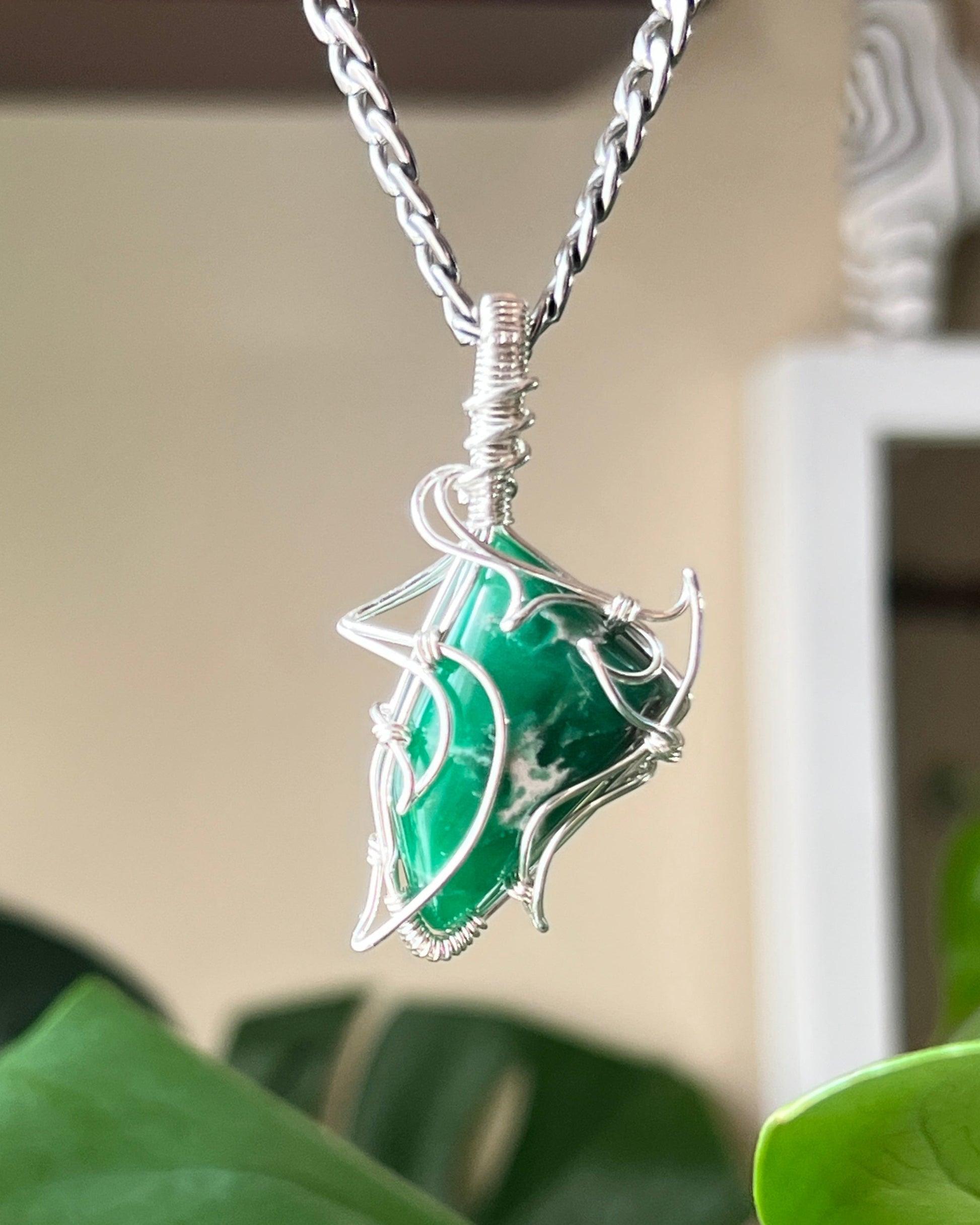 Spiky Variscite Pendant (STERLING SILVER)
