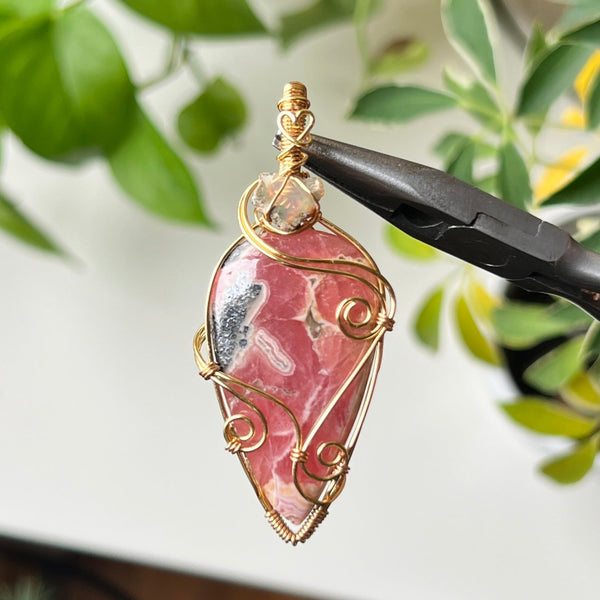 Rhodochrosite + Opal Pendant