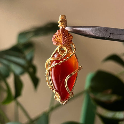 Carnelian Leaf Pendant