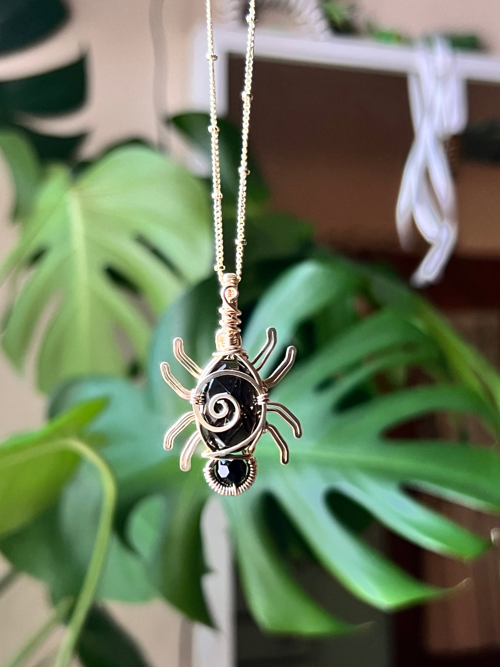 Smokey Quartz Spider Pendant (14k GOLD FILLED)