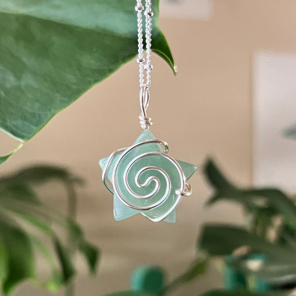 Green Aventurine Swirly Star Necklace