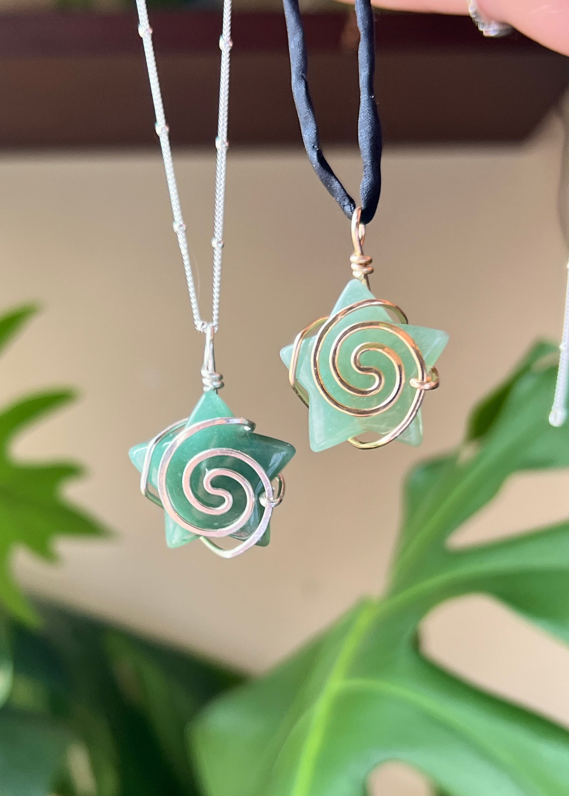 Green Aventurine Swirly Star