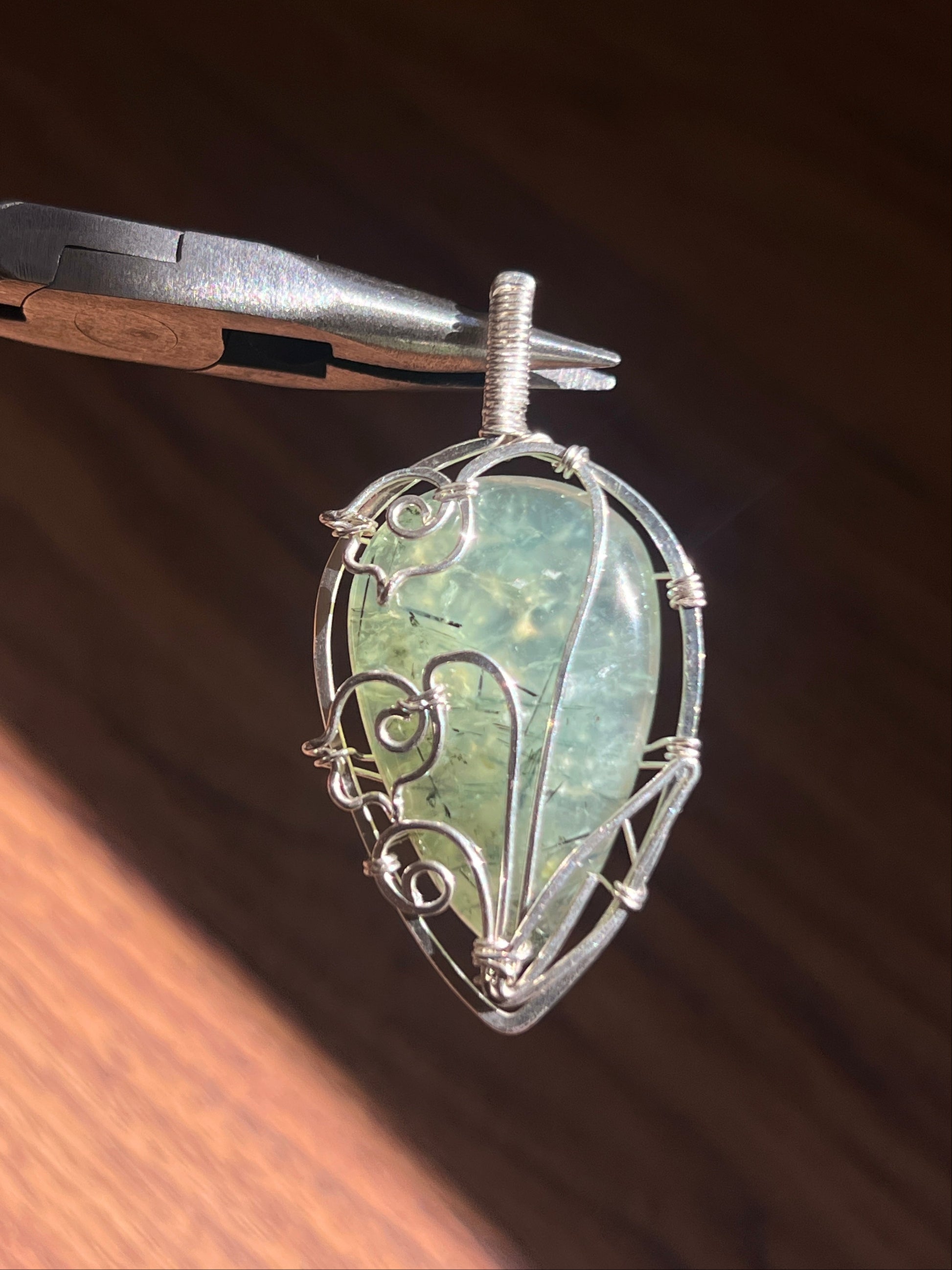 Floating Prehnite Lily of the Valley Pendant