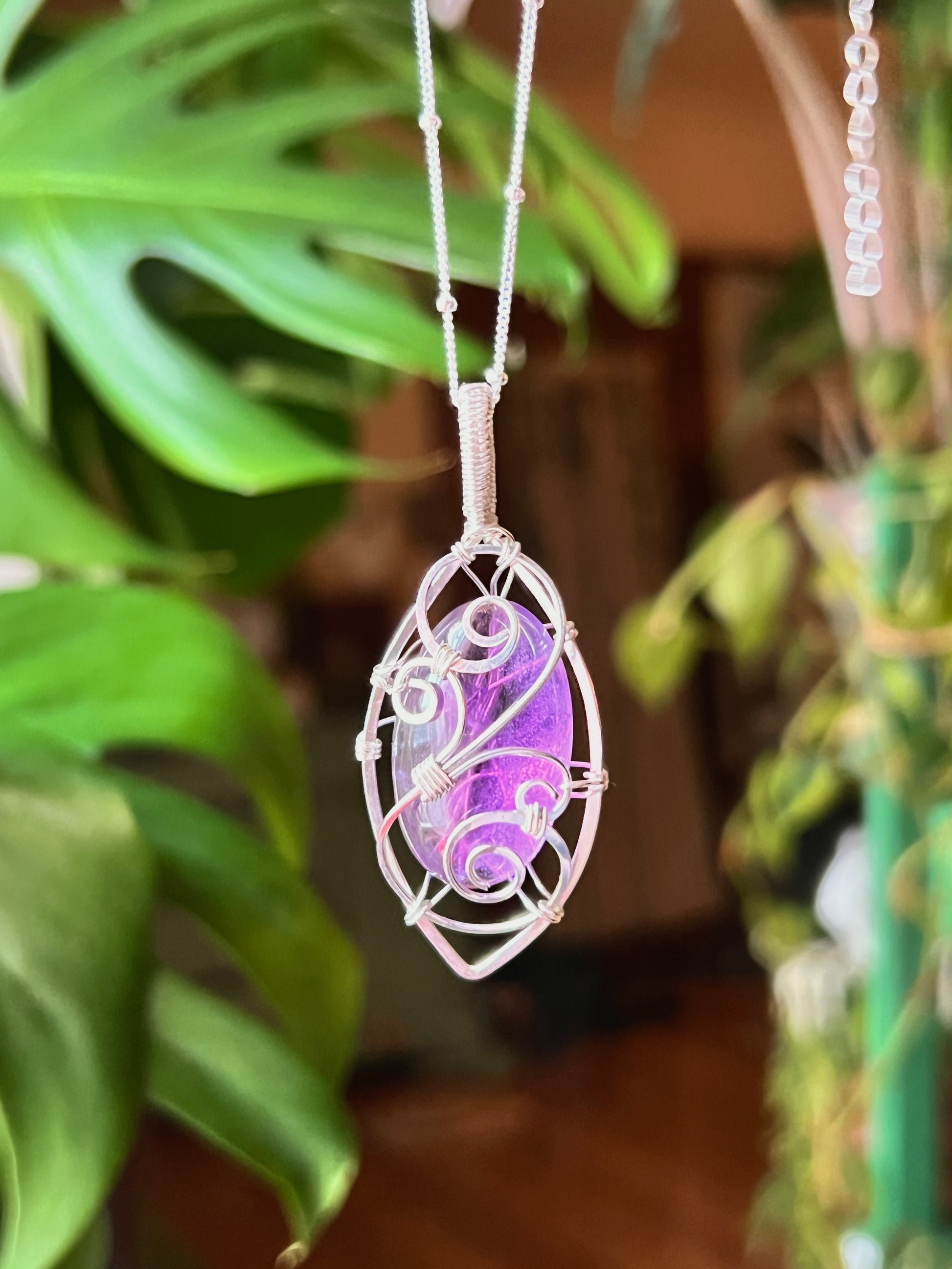 Floating Amethyst Gate Pendant (STERLING SILVER)