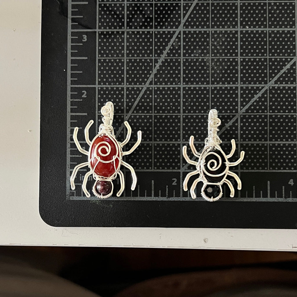 STERLING SILVER Black Onyx Spider Pendant