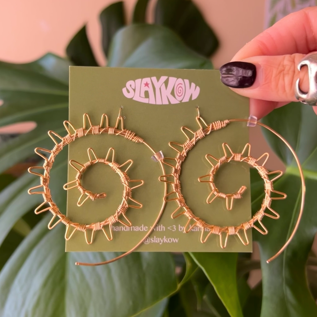 Spiky Spiral Wire Earrings <3 Gold Plated - Main Image