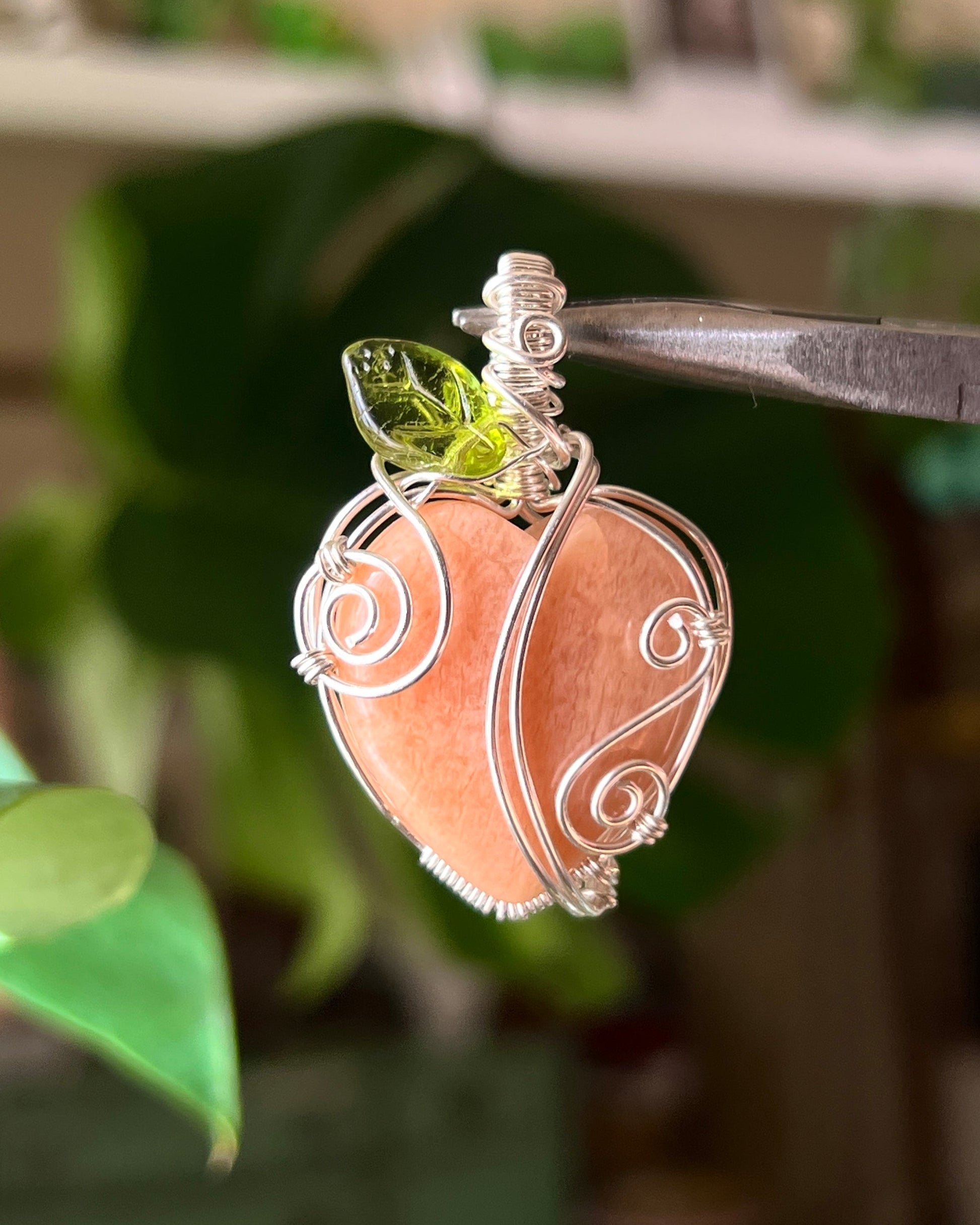 Peach Moonstone Pendant (STERLING SILVER)