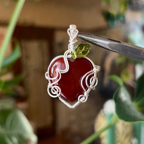 Carnelian Apple Heart Pendant