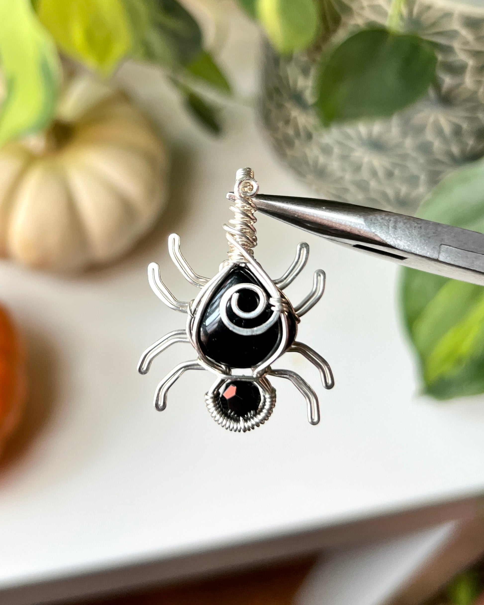 Black Onyx Spider Pendant (STERLING SILVER)