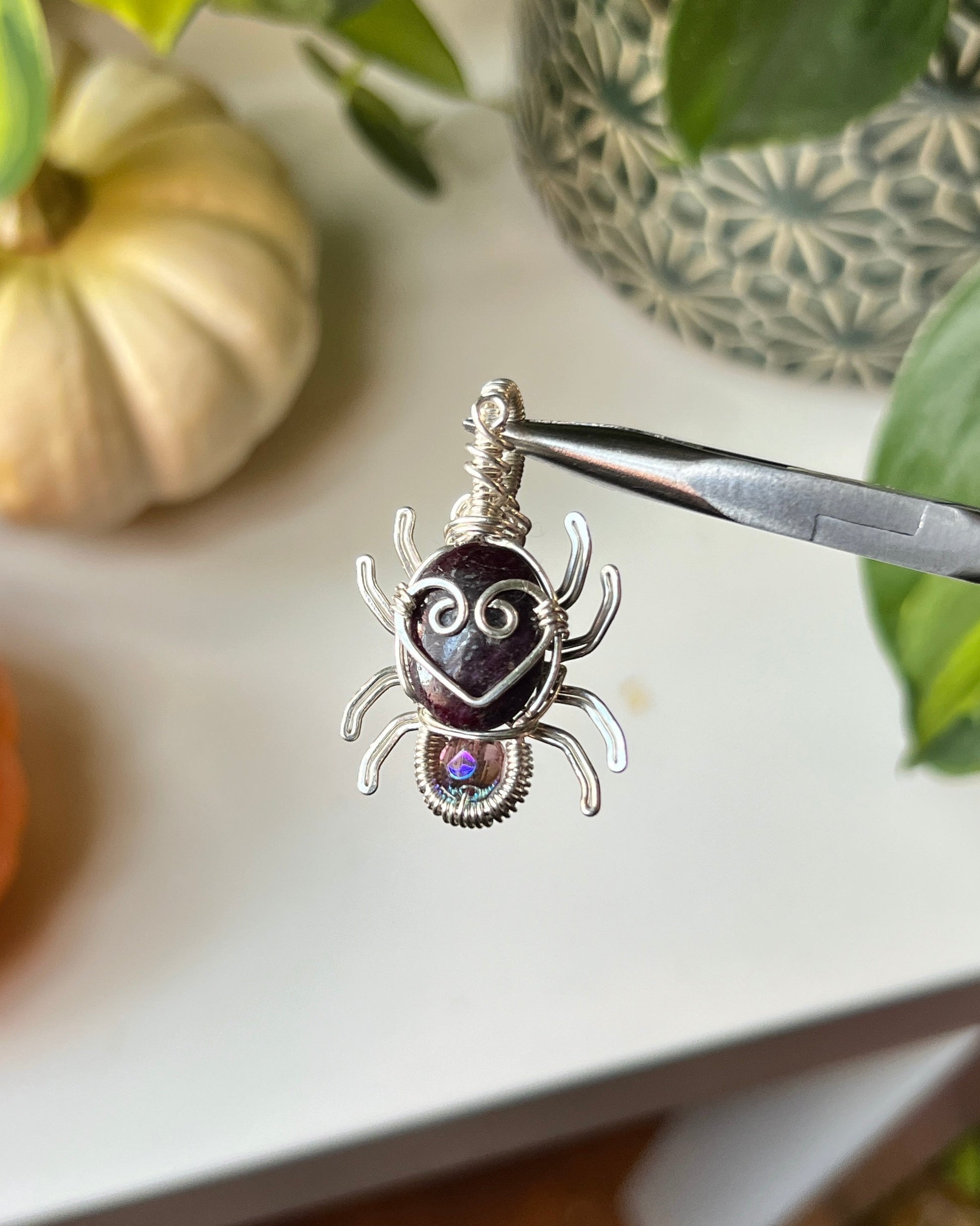 Natural Ruby Spider Pendant (STERLING SILVER)