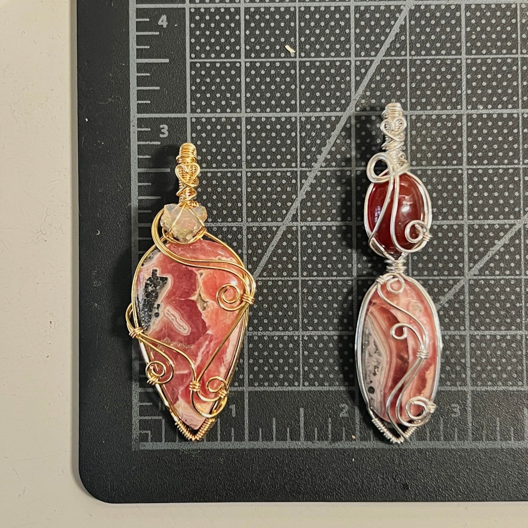 STERLING SILVER Carnelian & Rhodochrosite Pendant