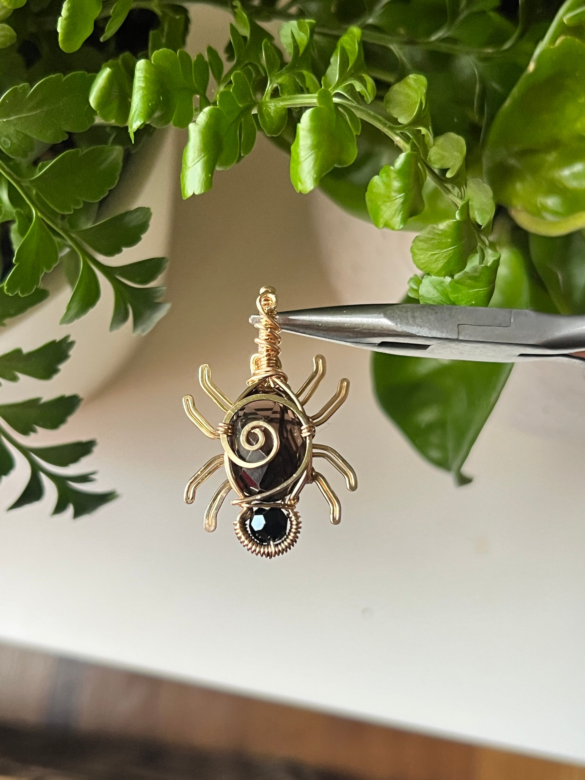 Smokey Quartz Spider Pendant (14k GOLD FILLED)