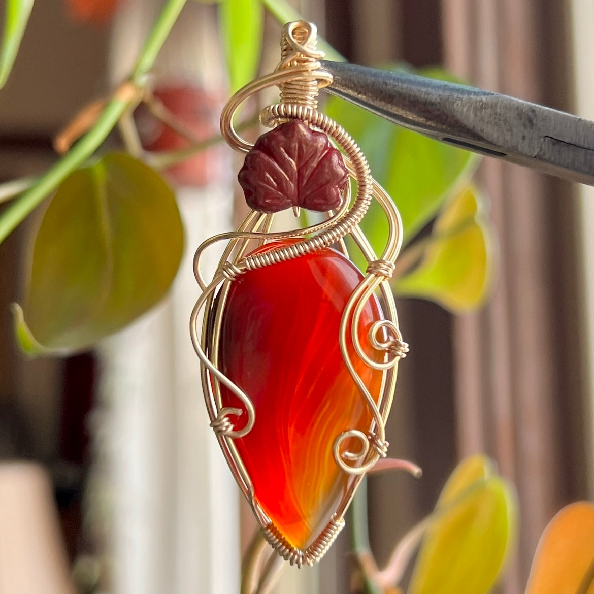 Autumn Leaf Carnelian Necklace