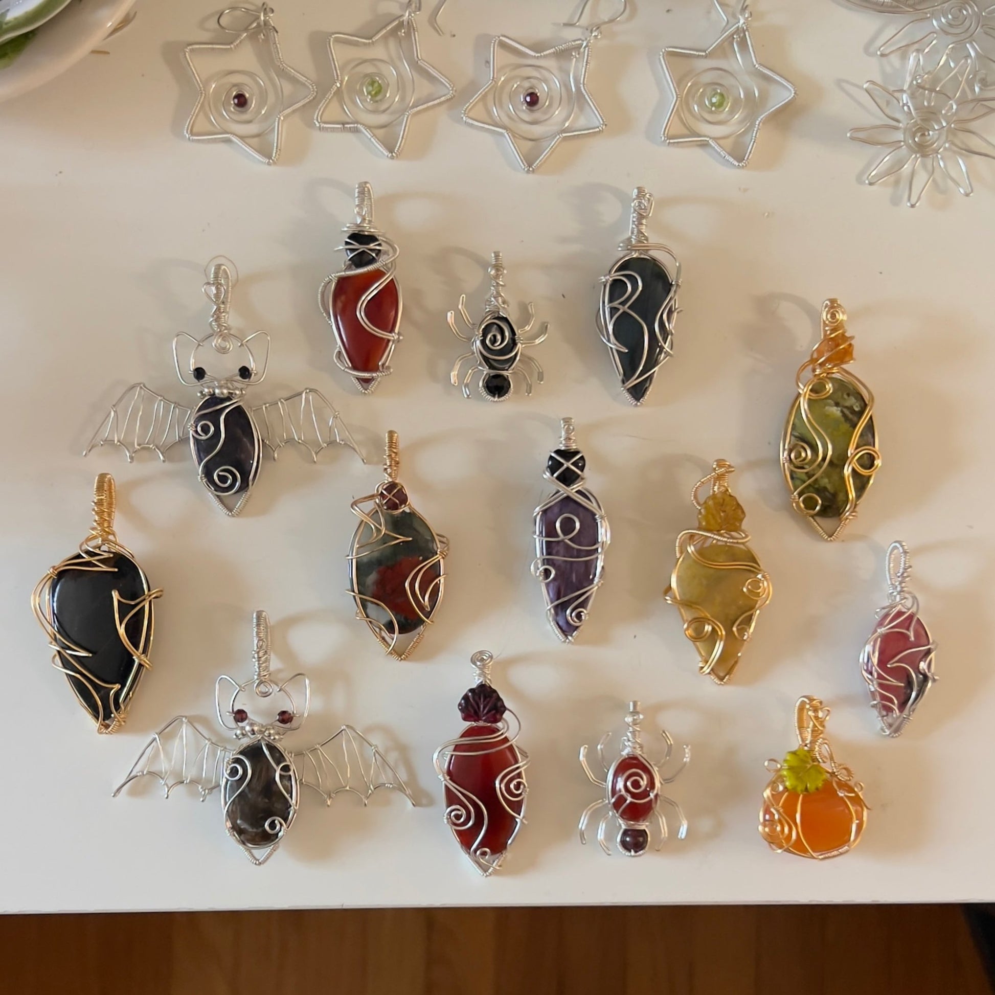 STERLING SILVER Lepidolite Bat Pendant