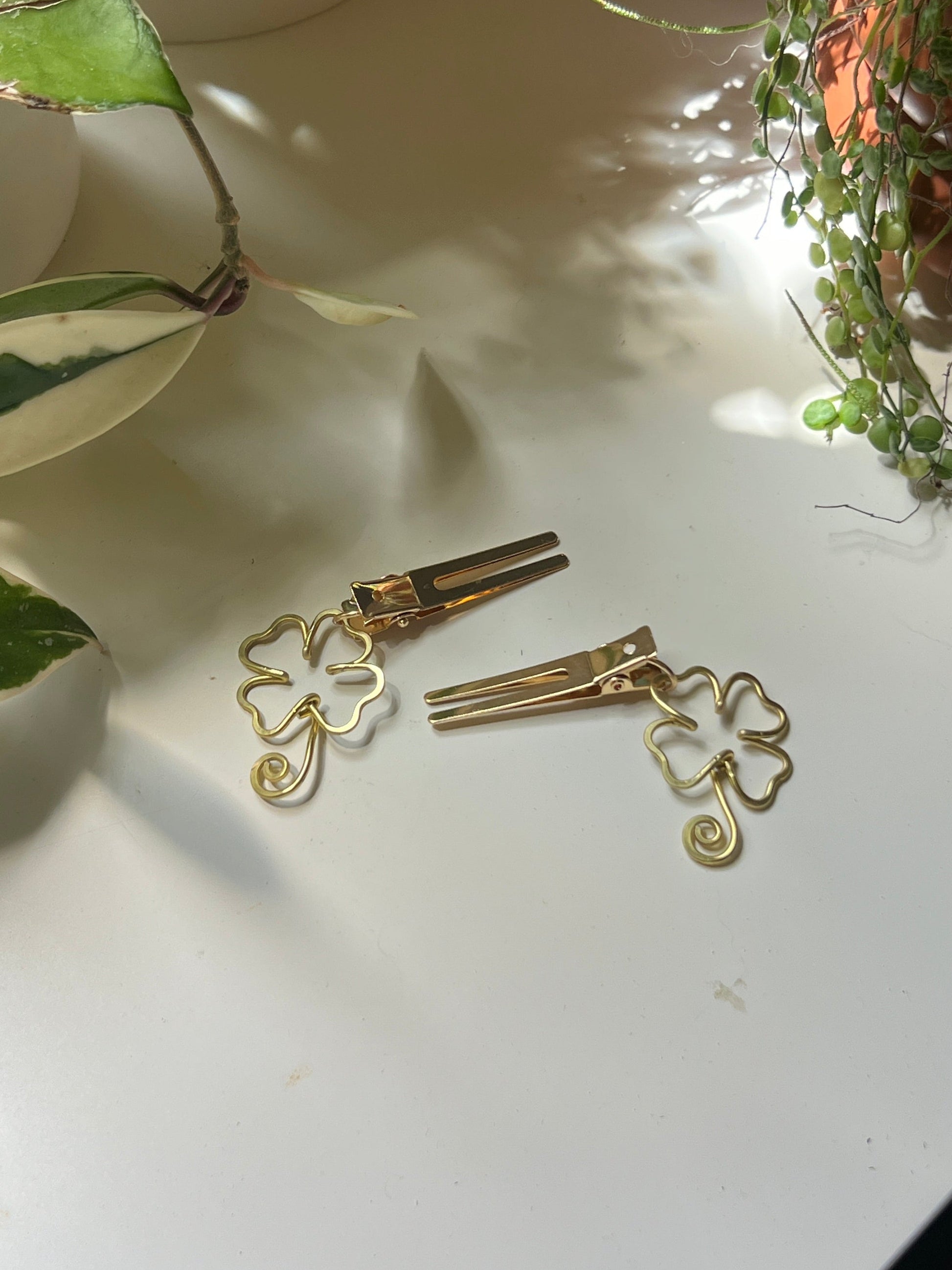 Hair Clip Set - Clover (Gold)