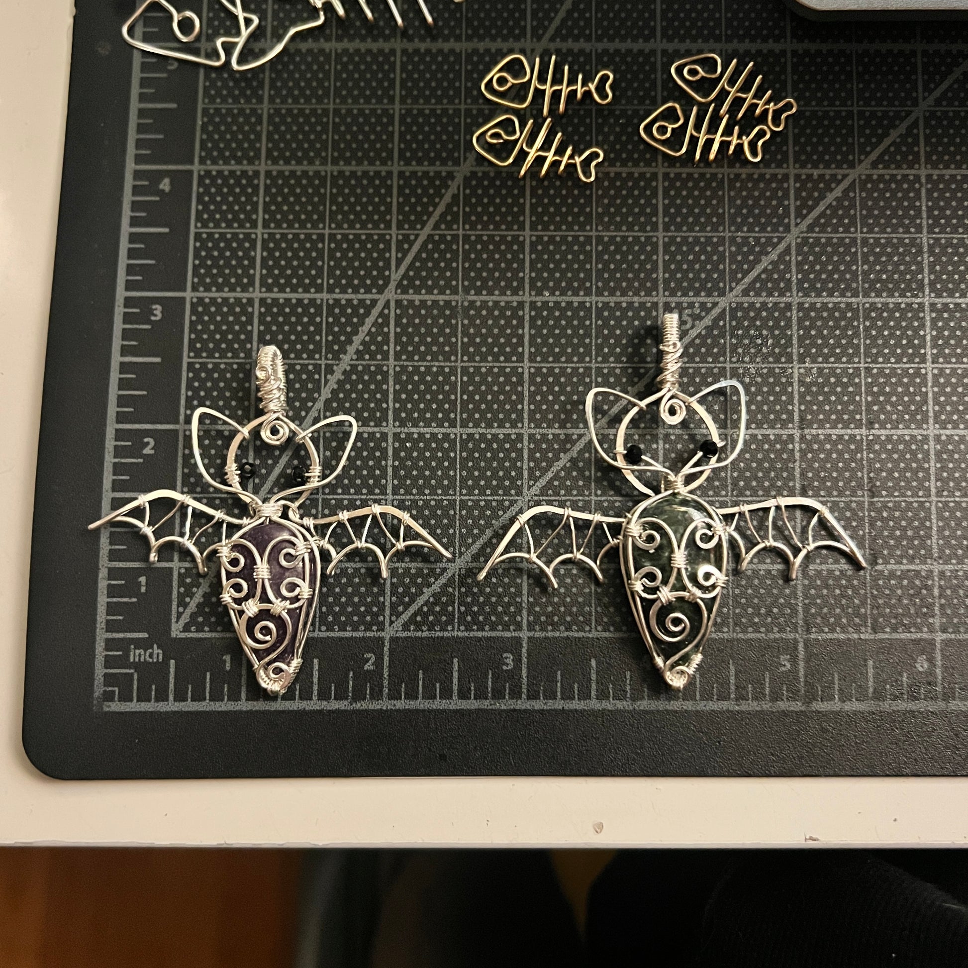 Swirly Seraphinite Bat Pendant (STERLING SILVER)