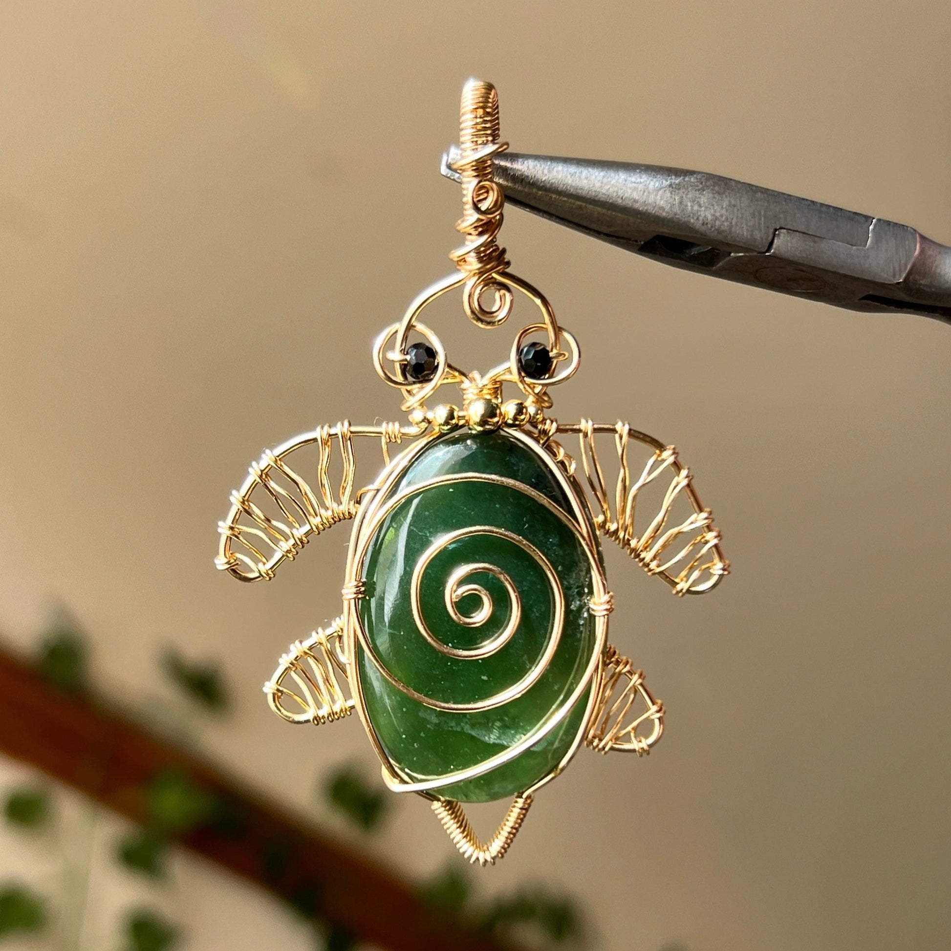 New Zealand Jade Turtle (14k GOLD FILLED)