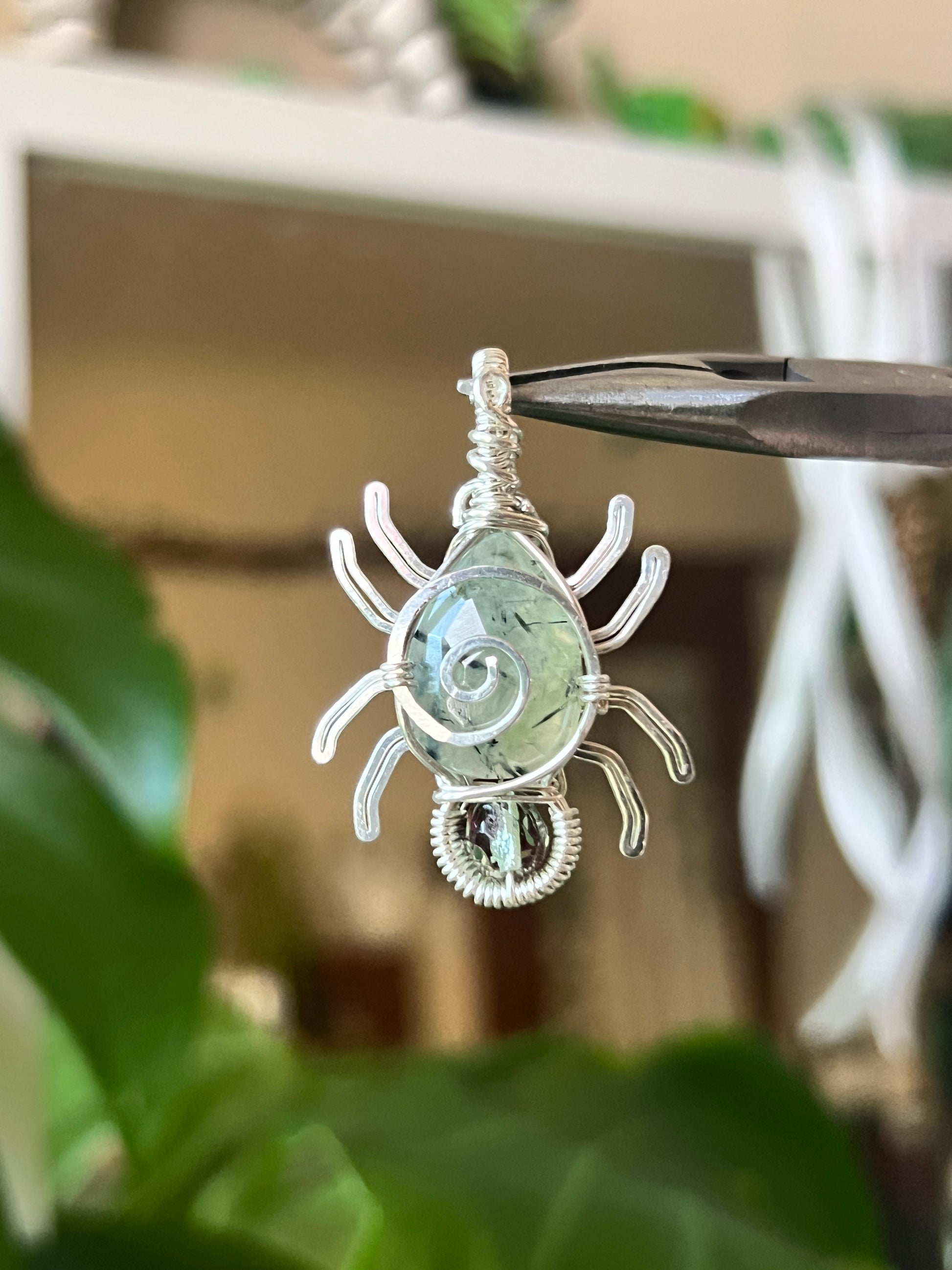 Prehnite Spider Pendant (STERLING SILVER)