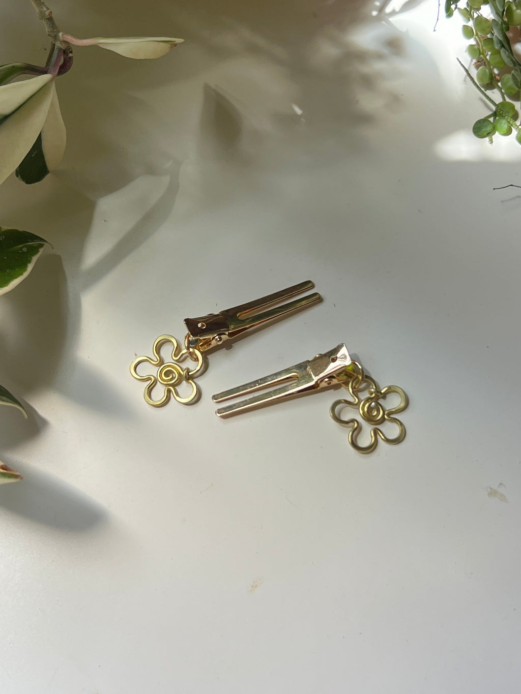 Hair Clip Set - Flowers (Gold)