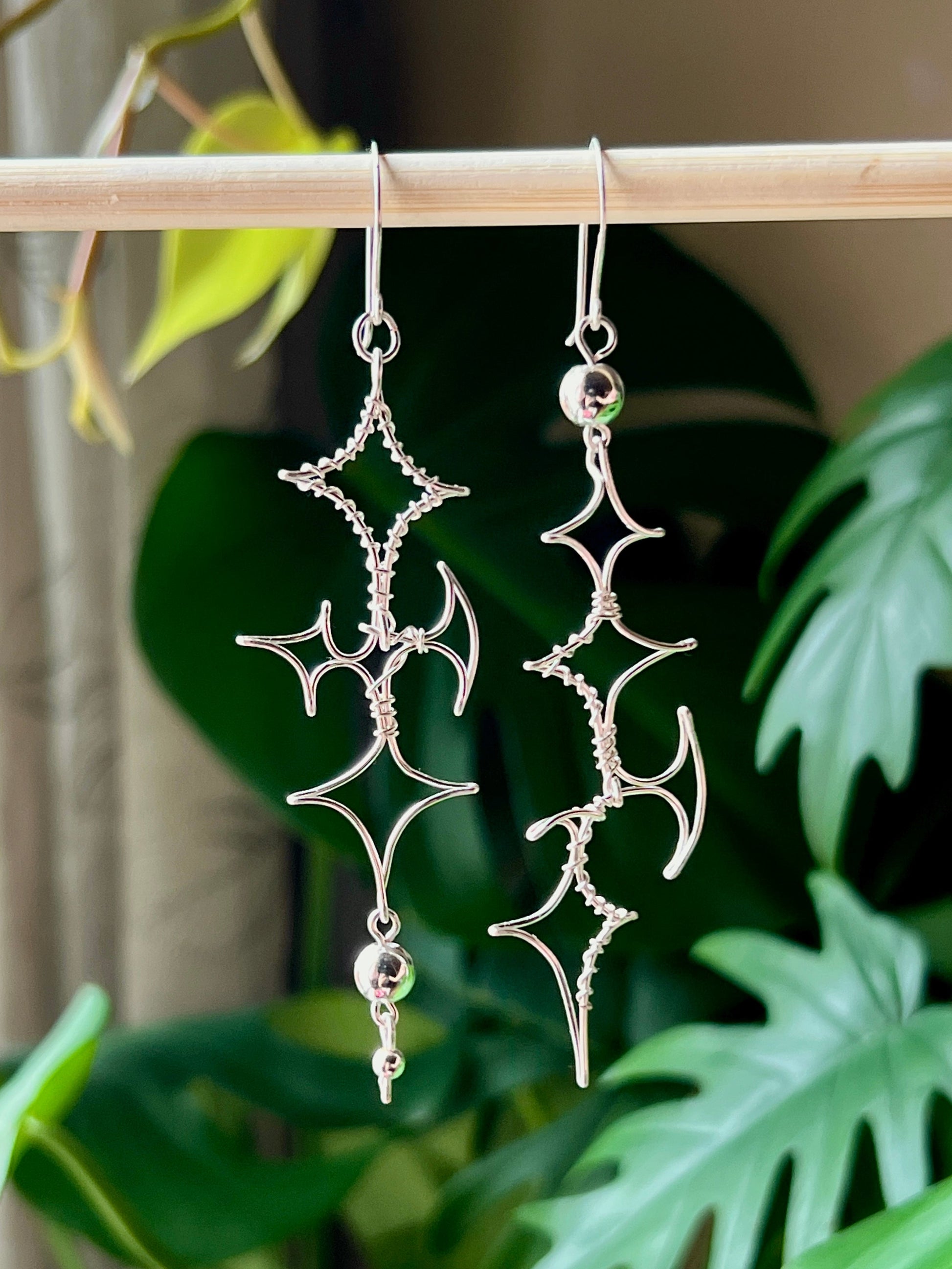 Spacey Asymmetrical Wire Earrings ⟢ ˖°