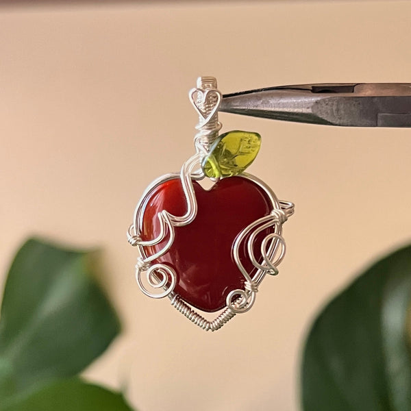 Carnelian Apple Heart Pendant