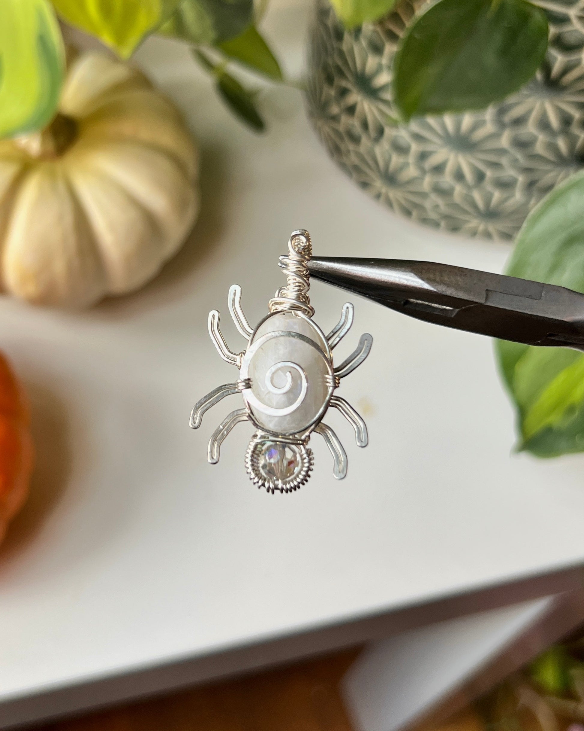 Moonstone Spider Pendant (STERLING SILVER)