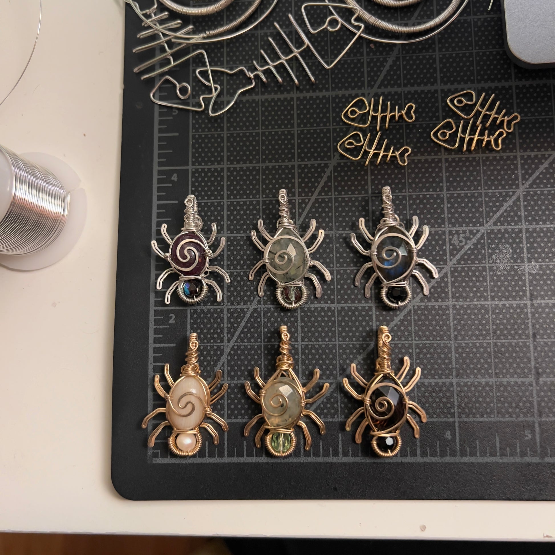 White Agate Spider Pendant (14k GOLD FILLED)