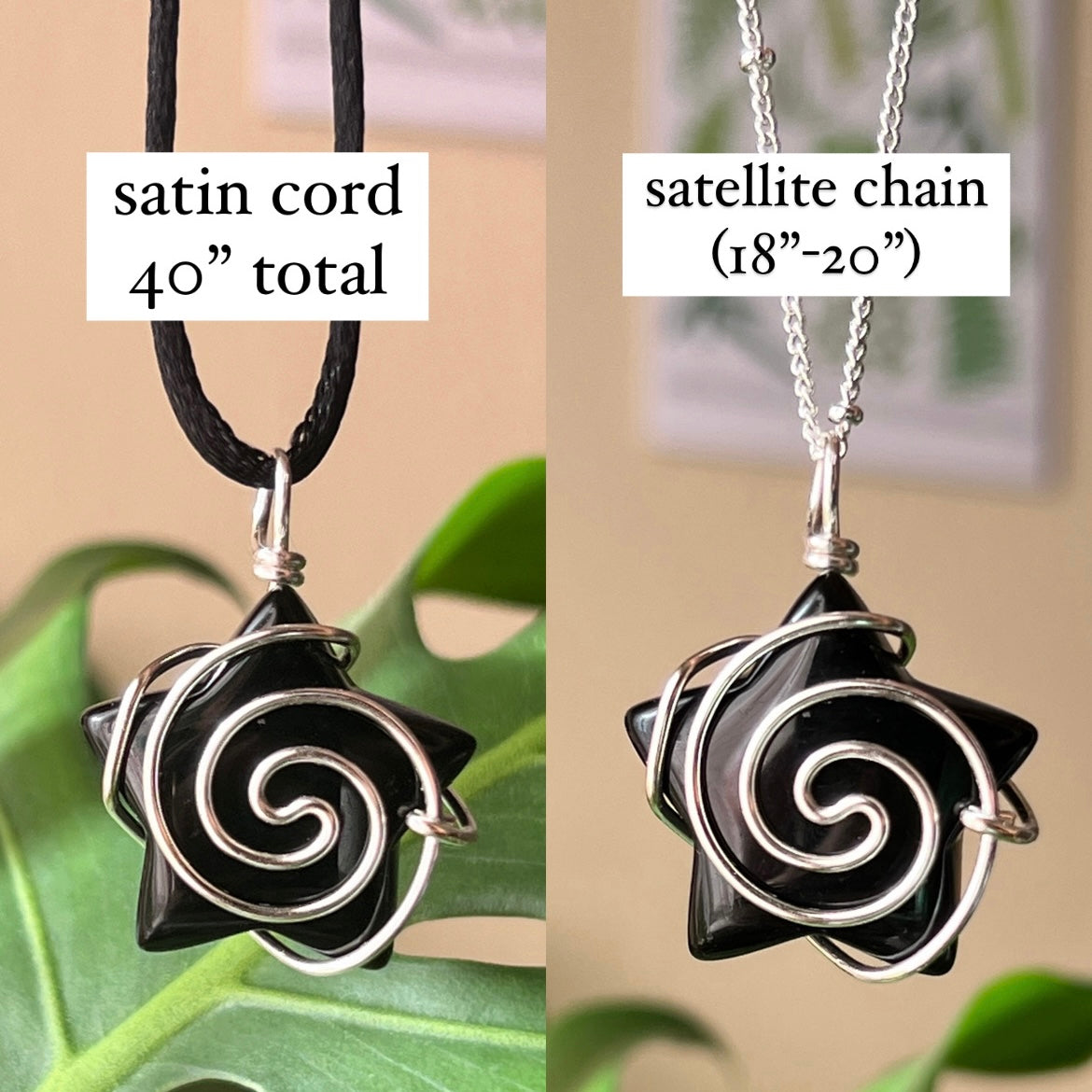 Obsidian Swirly Star Necklace