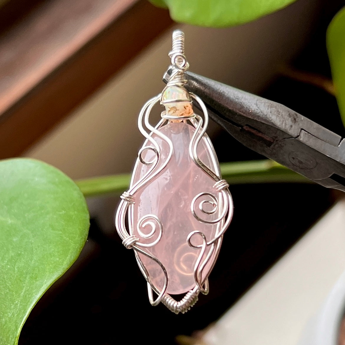 Rose Quartz + Opal Necklace